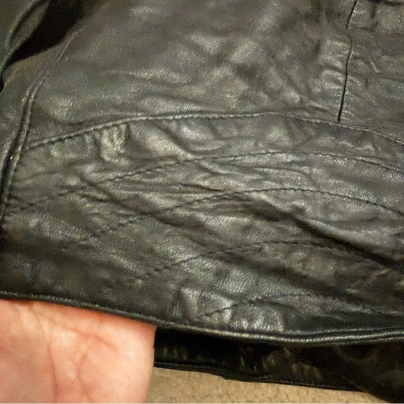 Vintage 1980s Philip Noel Cropped Black Leather Boxy Jacket